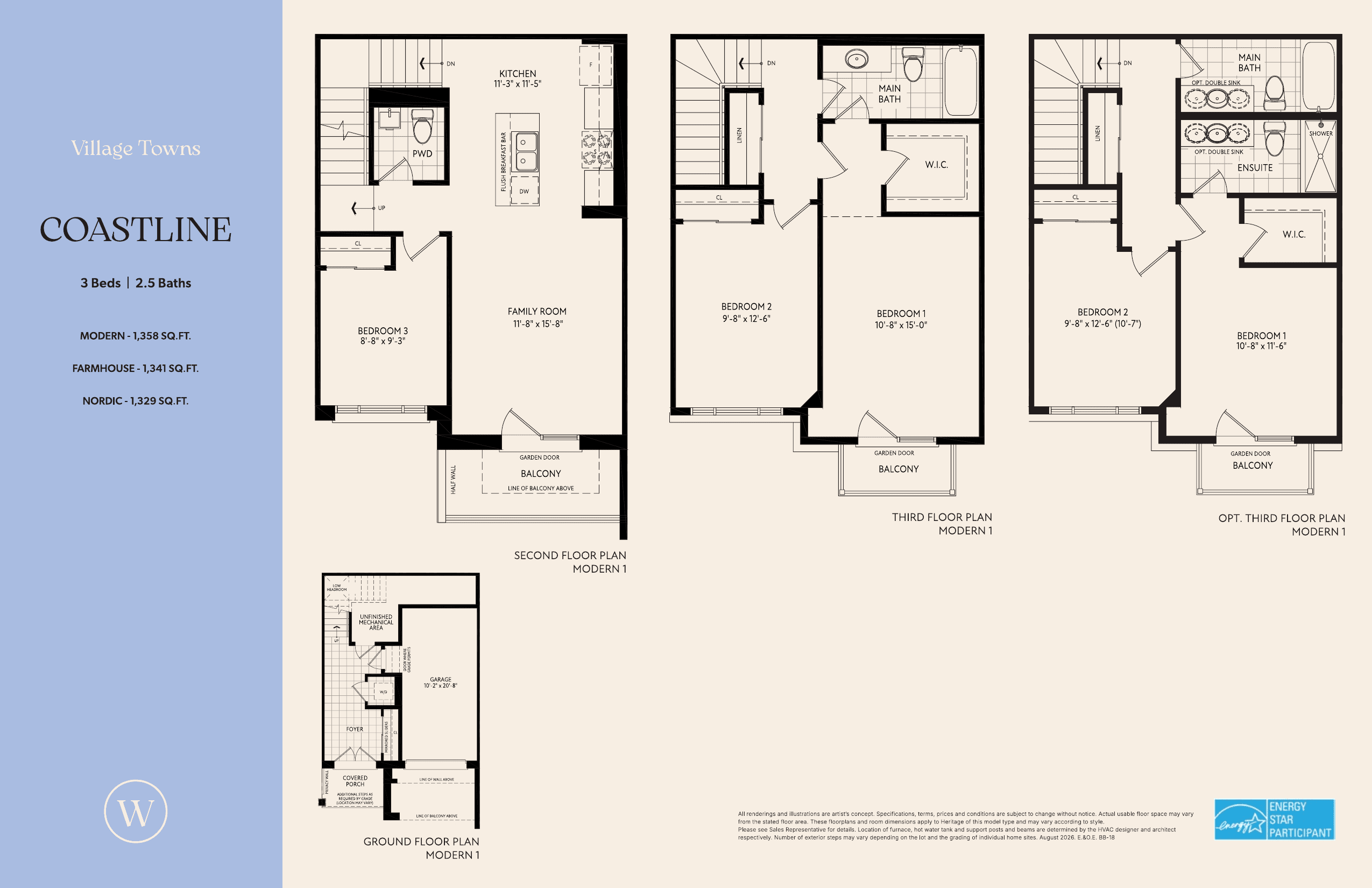 Coastline (Village Towns) Floor Plan at Wellwood by Empire Homes - 1329 sq.ft