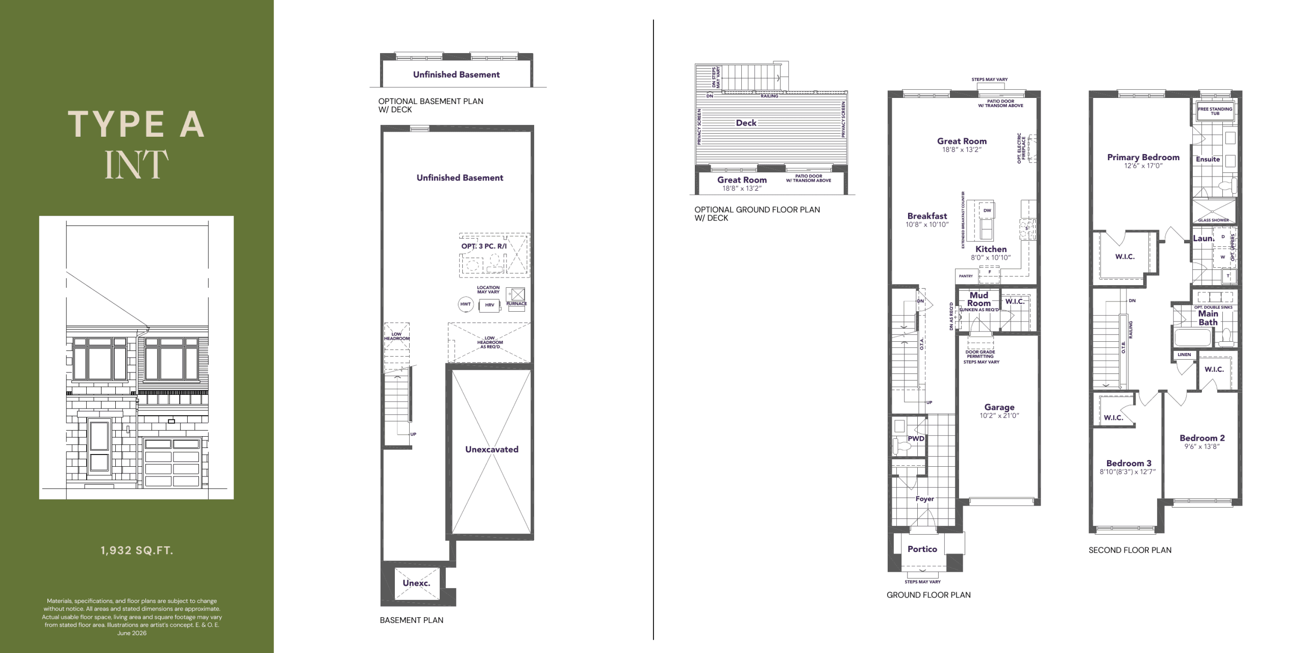 Type A - Interior (1,932 sq.ft) Floor Plan at Kingshaven - 1932 sq.ft