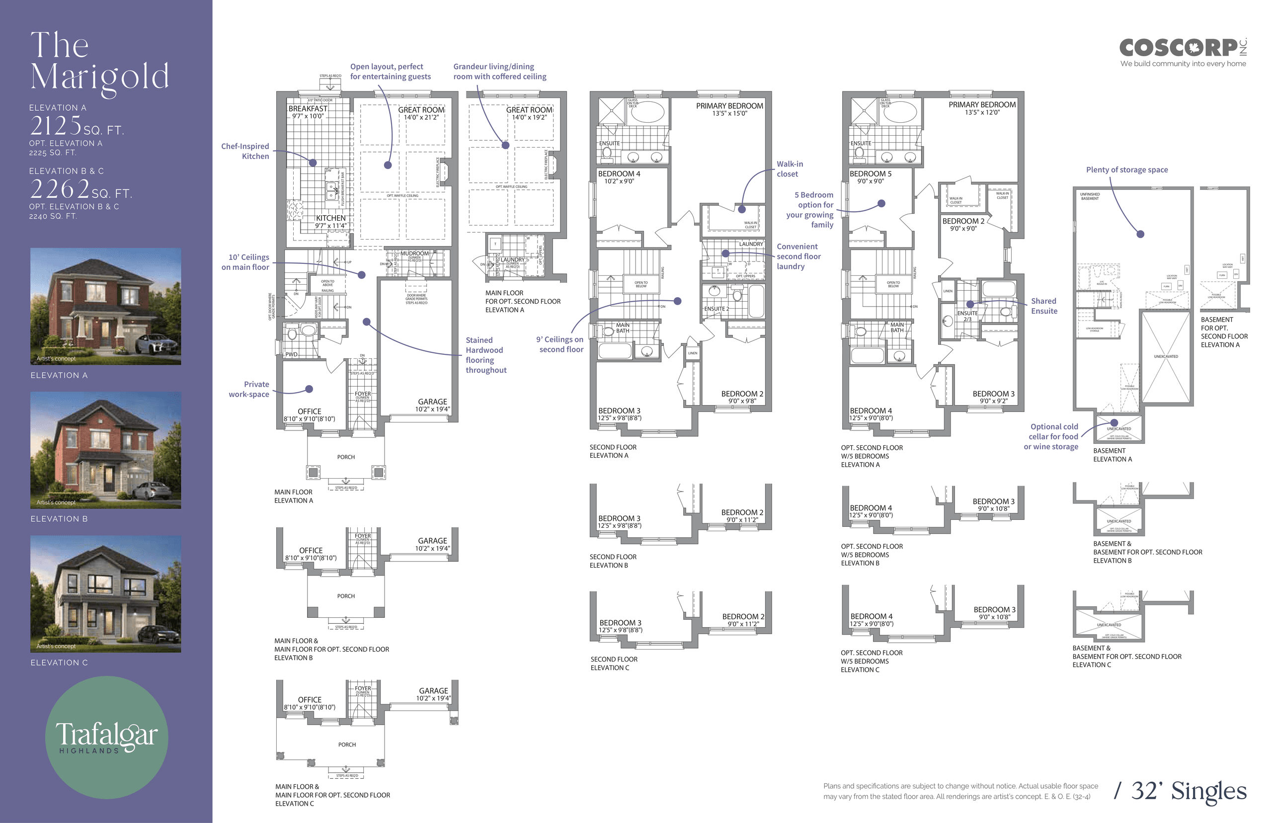 The Marigold Floor Plan at Trafalgar Highlands by Coscorp - 2246 sq.ft