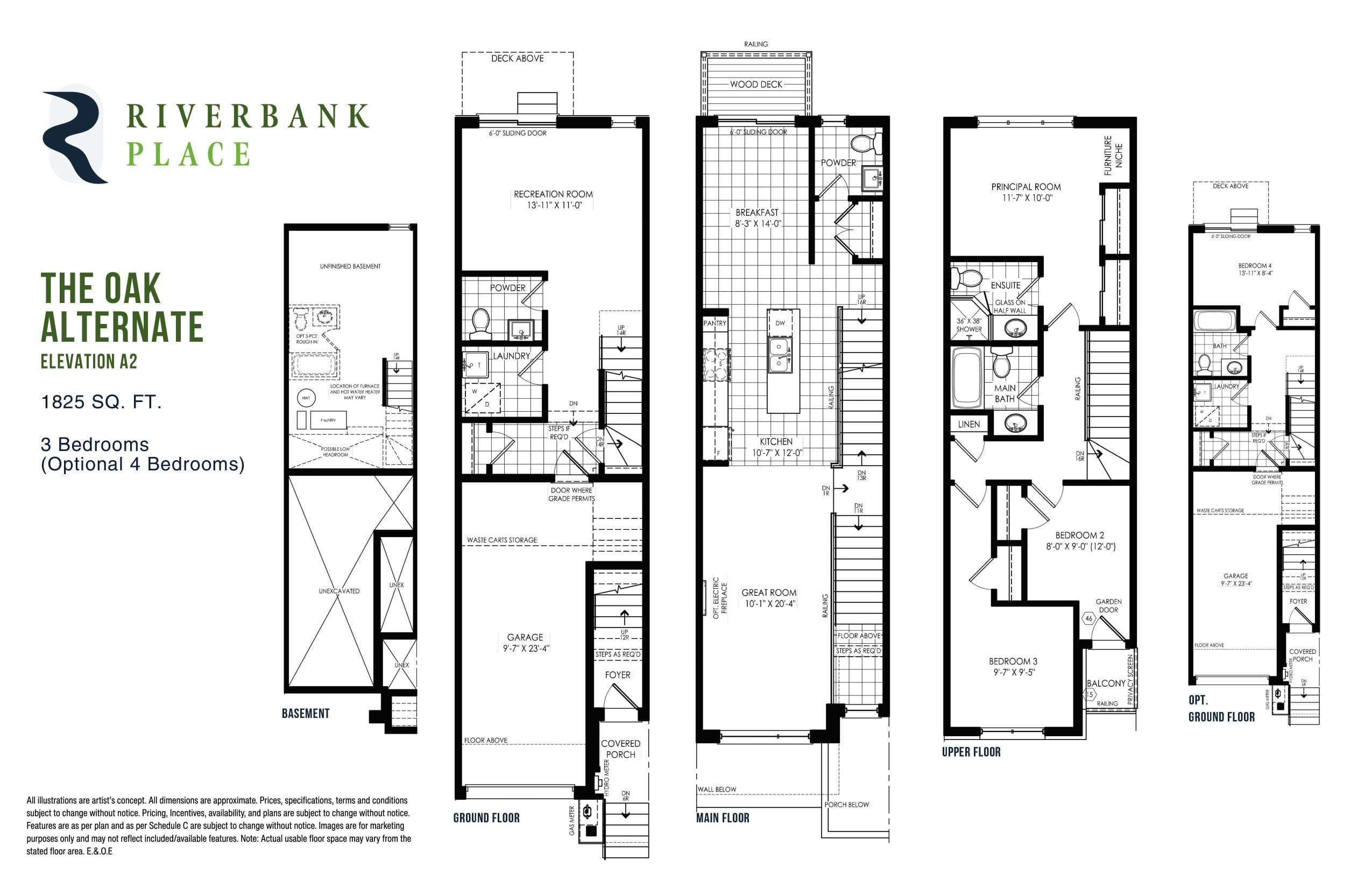 The Oak Alternate Floor Plan at Riverbank Place - 1825 sq.ft