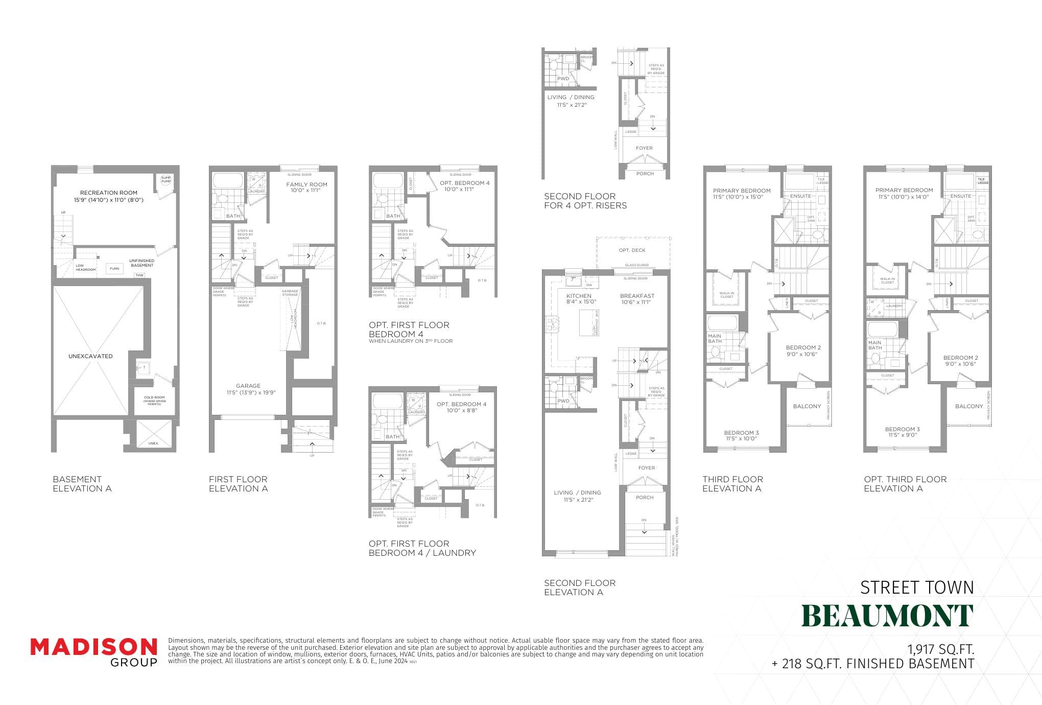 Beaumont w/BSMT. Floor Plan at MILA by Madison Towns Phase 2 - 2135 sq.ft