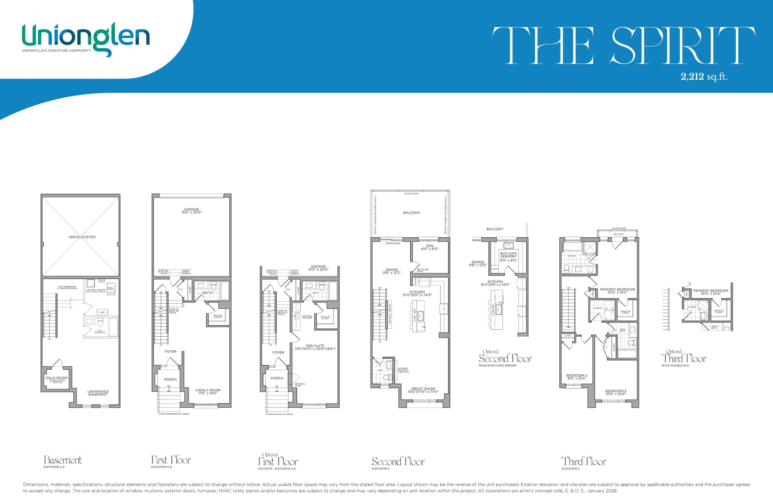 The Spirit Floor Plan at Unionglen by Madison Group - 2212 sq.ft